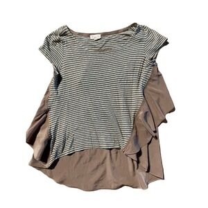 Anthropologie Meadow Rue Women's Striped ruffle top. Great Detail. Women's Small